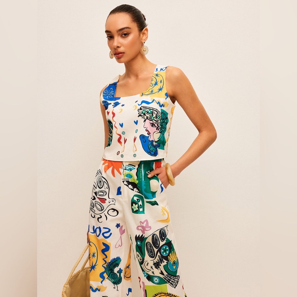 Commense Graphic Print Top+Pants Set - Picture 2 of 6